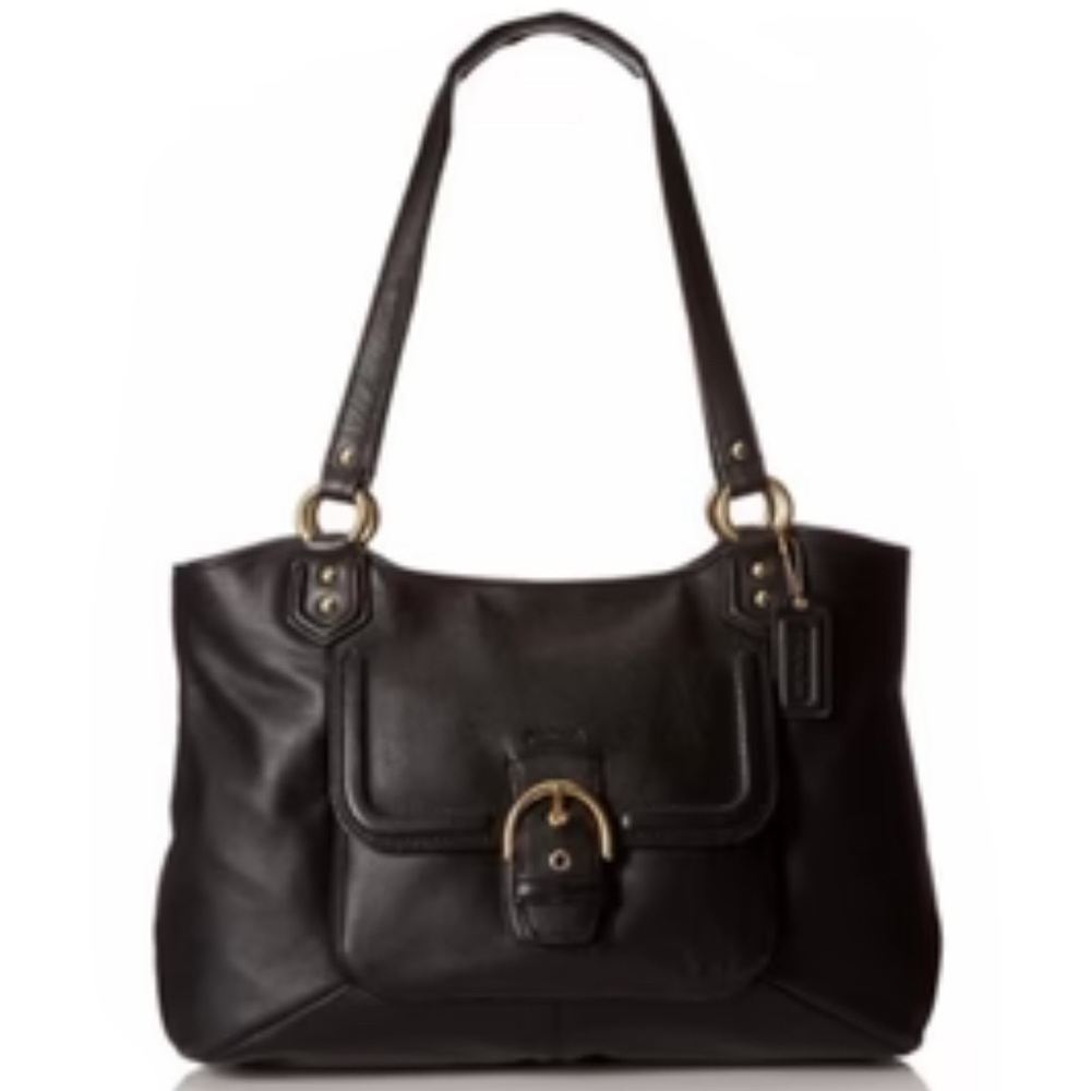 Coach Campbell Belle Black Leather Carryall Shoulder Bag EUC